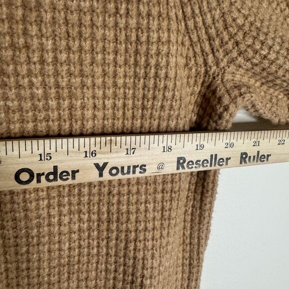 LL Bean Sweater Womens Medium Beige Tan Turtleneck Pullover Side Zip Knit - Picture 8 of 11